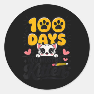 100 dagen van school moet je kitten kat 100 dagen ronde sticker