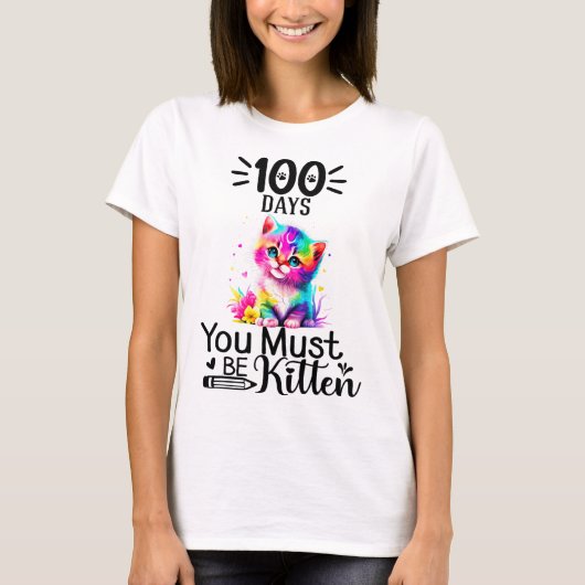 100 dagen van school moet je kitten kat 100 dagen t-shirt (Voorkant)