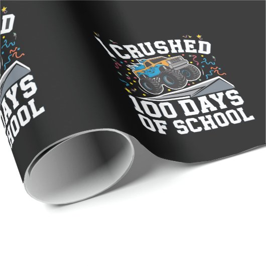100 Dagen van School Monster Truck 100th Day Schoo Cadeaupapier (Rol Hoek)