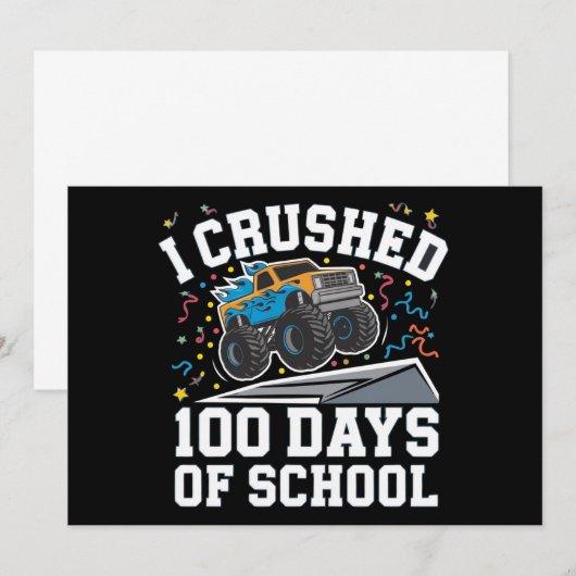 100 Dagen van School Monster Truck 100th Day Schoo Kaart (Voorkant / Achterkant)