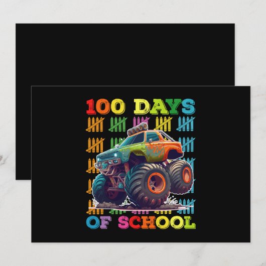 100 dagen van school monster vrachtwagen leraar st kaart (Voorkant / Achterkant)