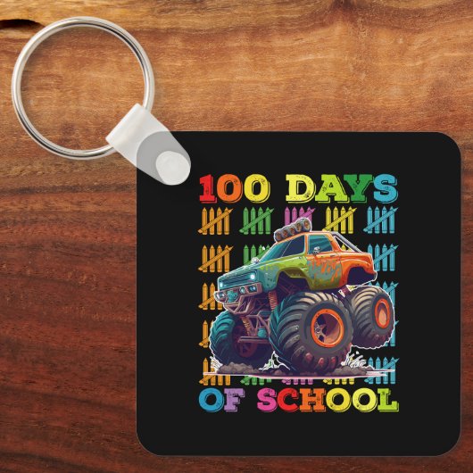 100 dagen van school monster vrachtwagen leraar st sleutelhanger (Voorkant)