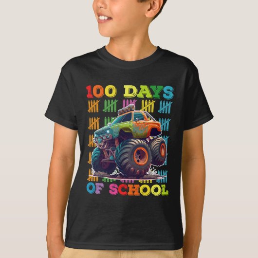 100 dagen van school monster vrachtwagen leraar st t-shirt (Voorkant)