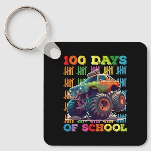 100 Dagen Van School Monstertruck Leraar Student Sleutelhanger (Voorkant)