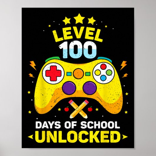 100 dagen van School ontgrendeld gamer gaming vide Poster (Voorkant)