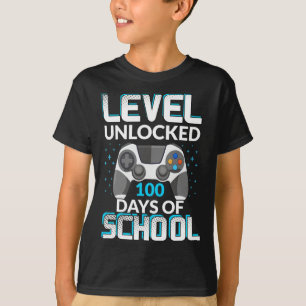 100 dagen van school ontgrendelde gamer nerdy team t-shirt