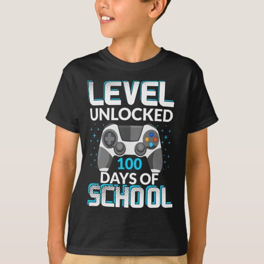 100 dagen van school ontgrendelde gamer nerdy team t-shirt (Voorkant)