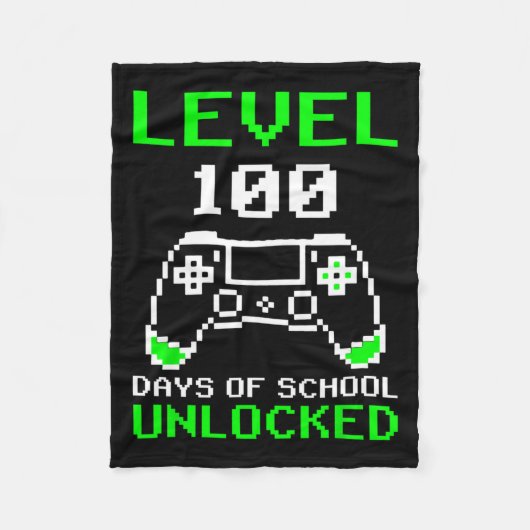 100 dagen van school ontgrendelde gamer videogames fleece deken (Voorkant)