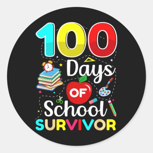 100 dagen van school overlevende leraren & amp; jo ronde sticker (Voorkant)