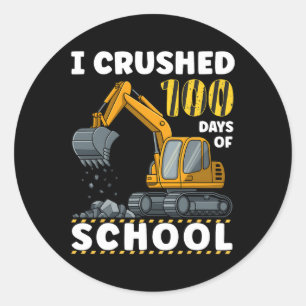 100 dagen van school peuter jongen bouw Vehicl Ronde Sticker
