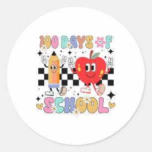 100 dagen van school Retro Boho bloem 100ste dag v Ronde Sticker