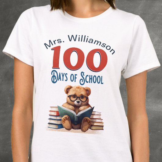 100 Dagen van School Schattige Beer Leesdocent T-shirt