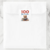 100 Dagen van School Schattige Beer Leeslokaal Vierkante Sticker (Tas)