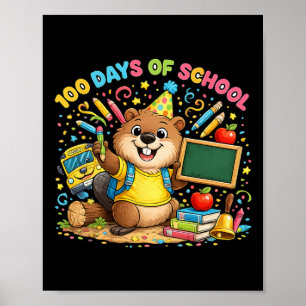 100 Dagen Van School Schattige Bever Leraar Klaska Poster