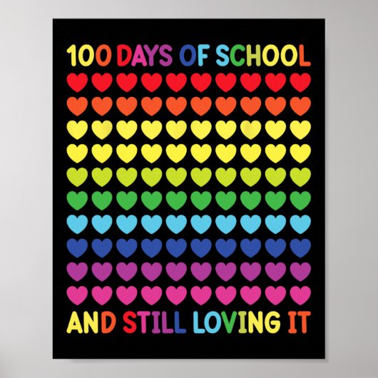 100 Dagen van School Schattige Hart Leraren en Kin Poster (Voorkant)