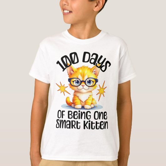 100 dagen van school - schattige kitten dragen gla t-shirt (Voorkant)