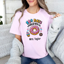 100 Dagen van School Schattige Kleurrijke Leraar T-shirt