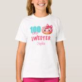 100 dagen van school Schattige roze donut meisje n T-shirt (Voorkant)
