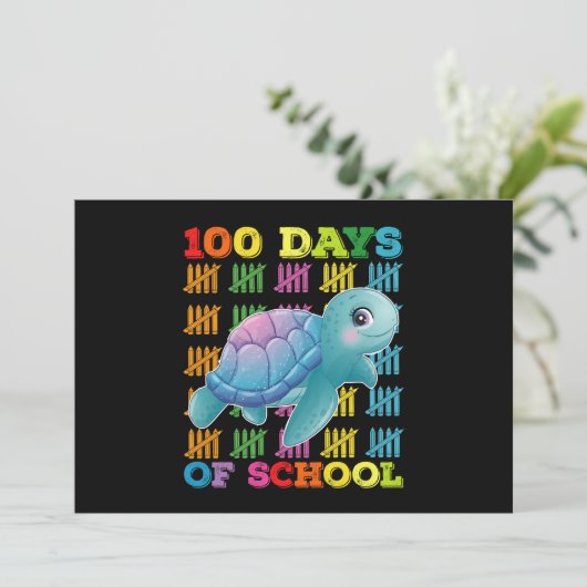 100 dagen van school schildpad leraar student kaart (Staand voorkant)