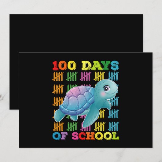 100 dagen van school schildpad leraar student kaart (Voorkant / Achterkant)