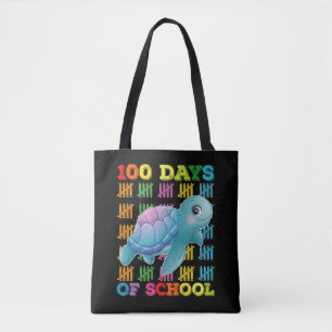 100 dagen van school schildpad leraar student tote bag