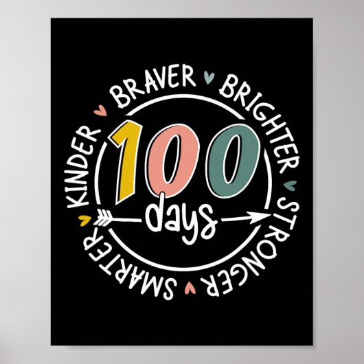 100 dagen van school slimmer kinder sterker bright poster (Voorkant)