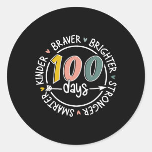 100 dagen van school slimmer kinder sterker bright ronde sticker
