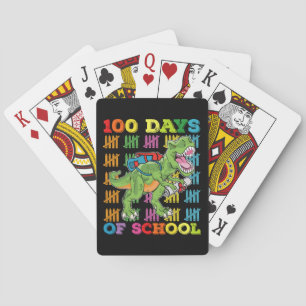 100 dagen van school T Rex Dinosaurus Leraar Stude Pokerkaarten