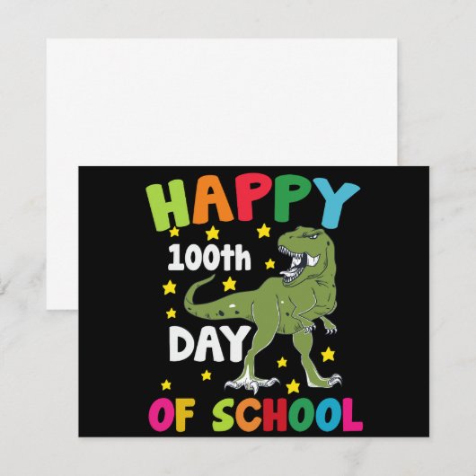 100 dagen van school Trex 100e dag van de school Notitiekaartje (Voorkant / Achterkant)