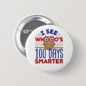 100 Dagen van School Uil Slimmere Leraar Ronde Button 5,7 Cm (Voorkant /achterkant)