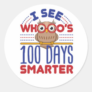 100 Dagen van School Uil Slimmere Leraar Ronde Sticker