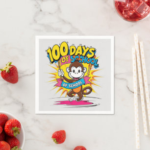 100 Dagen van School Viering Aap Fun Graphic Servet