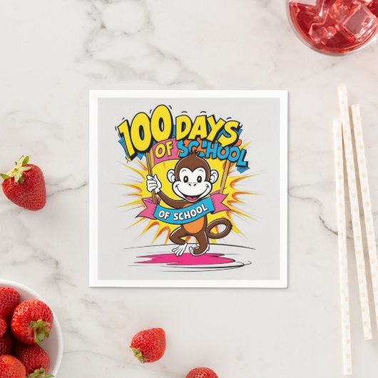 100 Dagen van School Viering Aap Fun Graphic Servet (Insitu)