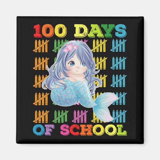 100 dagen van school zeemeermin leraar student magneet (Voorkant)