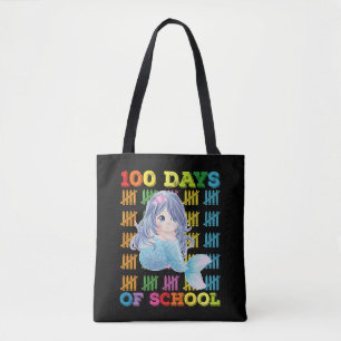 100 dagen van school zeemeermin leraar student tote bag