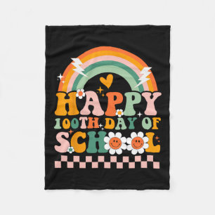 100 dagen van schoolleraar Kinder retro groovy 100 Fleece Deken