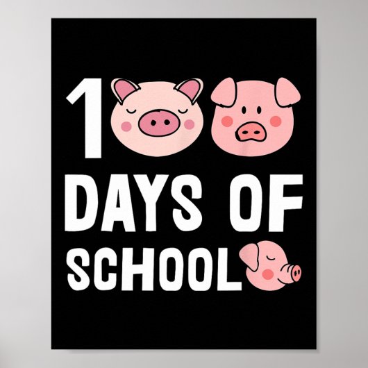 100 dagen van schoolvarken Cartoon leraar Schattig Poster (Voorkant)