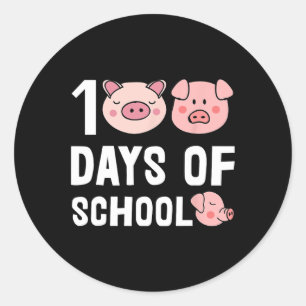 100 dagen van schoolvarken Cartoon leraar Schattig Ronde Sticker