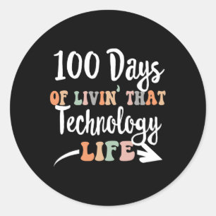100 dagen van technologie 100ste dag van school vo ronde sticker