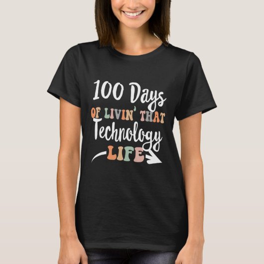 100 dagen van technologie 100ste dag van school vo t-shirt (Voorkant)