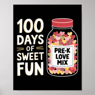 100 Dagen Van Zoete Pret Schattige Pre-k Meisje Le Poster