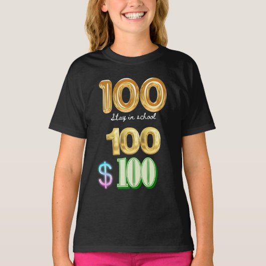 100 dagen verblijf op school t-shirt (Voorkant)