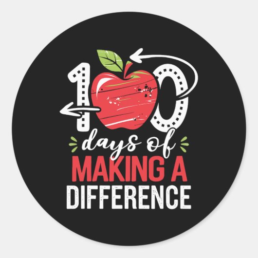 100 dagen verschil 100e schooldag ronde sticker (Voorkant)