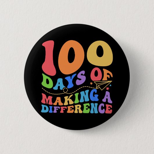 100 dagen verschil maken 100e dag schoolthee ronde button 5,7 cm (Voorkant)