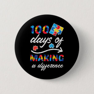 100 dagen verschil maken autisme puzzel 100ste dag ronde button 5,7 cm