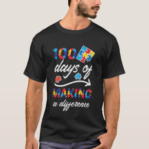 100 dagen verschil maken autisme puzzel 100ste dag t-shirt