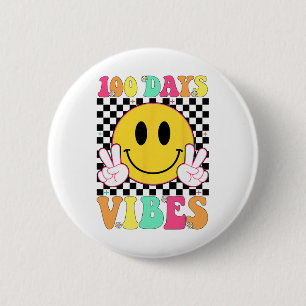 100 Dagen Vibes Retro Glimlach Leraar Kinderen 100 Ronde Button 5,7 Cm