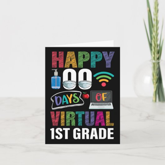 100 dagen virtueel 1e klas Kinder leraar student Kaart (Voorkant)