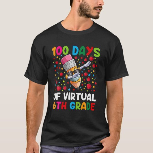 100 dagen virtuele 6e klas docent of student B T-shirt (Voorkant)