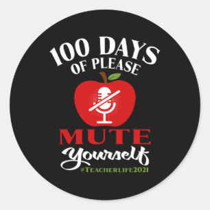 100 dagen virtuele schoolleraar Laat je alsjeblief Ronde Sticker